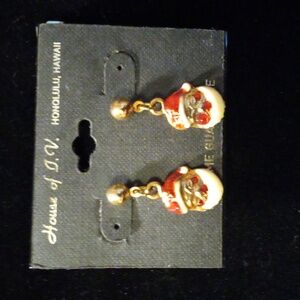 Gold plated and enamel painted Santa Clase earrings. Christmas is coming!